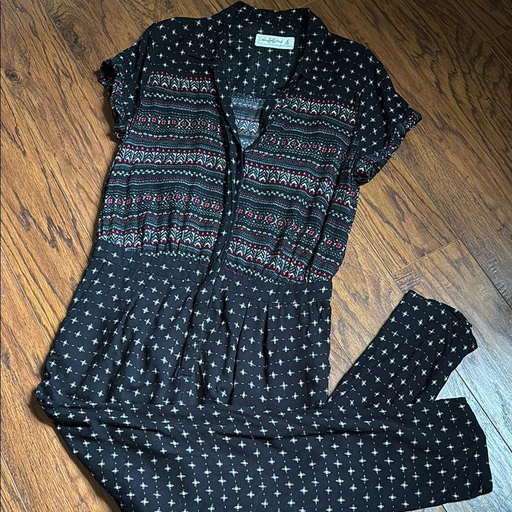 Abercrombie Black Patterned Jumpsuit